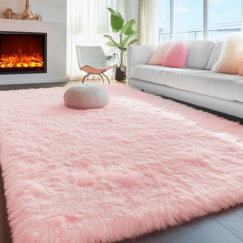 PAGISOFE Pink Fluffy Shag Machine Washable Area Rugs for Bedroom Girls 5x7,Soft Fuzzy Rugs for Living Room,Pastel Carpet Nursery Floor Kids Room Dorm Rug,Plush Soft Kids Rug for Room Decor Aesthetic - Image 5